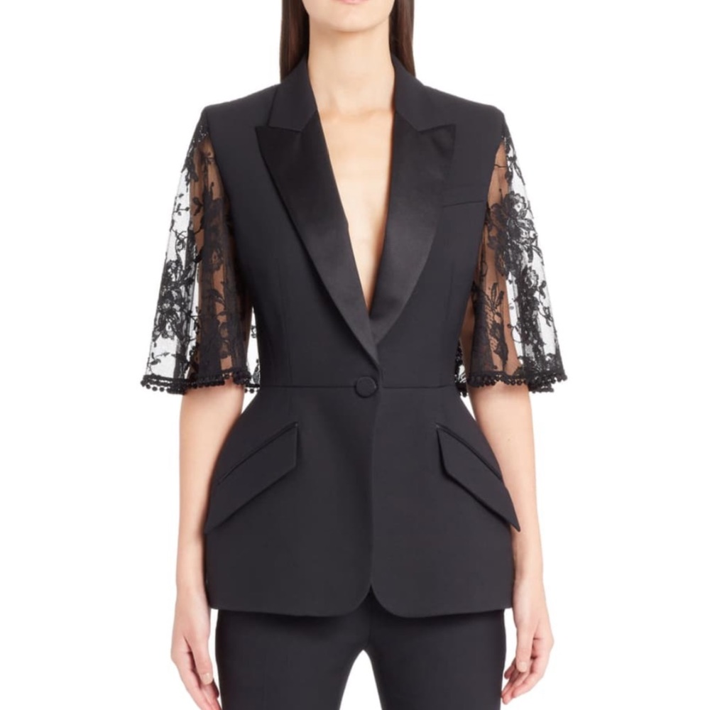 Alexander McQueen cape blazer with black lace